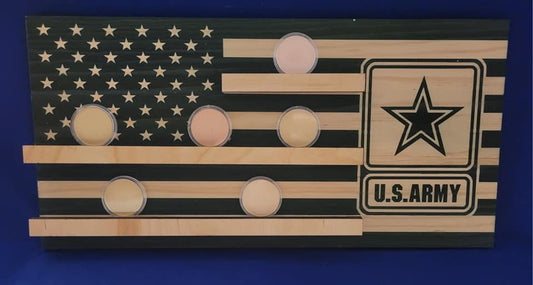 US Army Green Themed Coin holder wooden flag