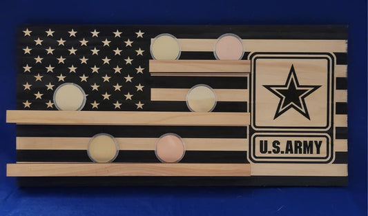 US Army Themed Coin holder wooden flag