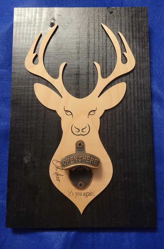 Deer themed bottle opener plaque