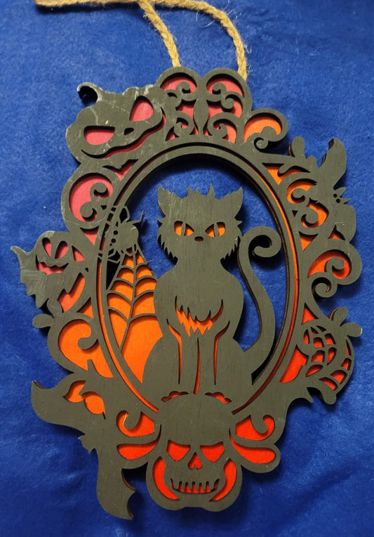 Halloween Cat Themed door hanger