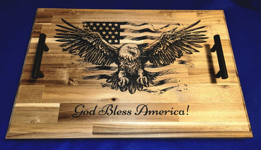 American Eagle Flag Theme walnut cutting board