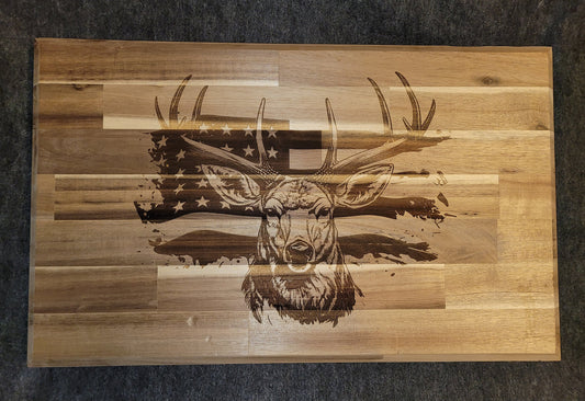 American Deer Flag Theme walnut cutting board