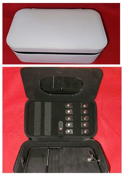 Customizable white leather Portable Jewelry box